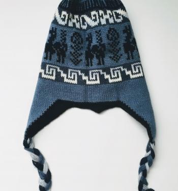 Knitted Hat Reversible Blue and Black