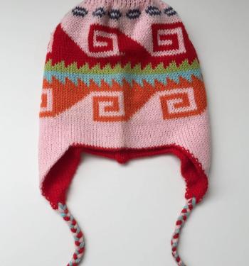 Knitted Hat Reversible Pink and Red