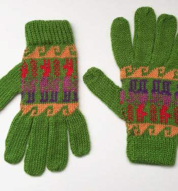 Winter Knit Gloves Green