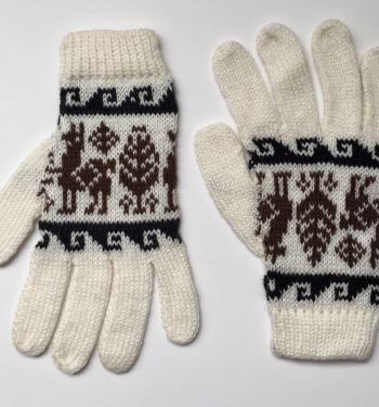 Winter Knit Gloves White