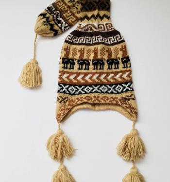 Long Head Tail Knitted Hat Creme