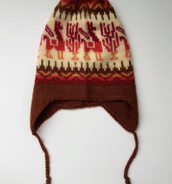 Knitted Hat Chullo Dark Brown Design